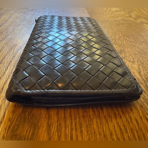 Bottega Veneta Intrecciato Woven Leather Wallet Black Fold Long EUC AUTHENTIC - Picture 6 of 15